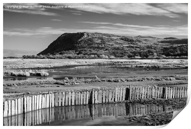 Llanfairfechan Conwy Wales Coast Black and White Print by Pearl Bucknall