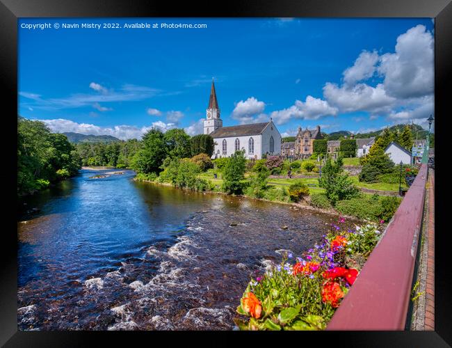Comrie White Church and the River Earn, Perthshire Framed Print by Navin Mistry