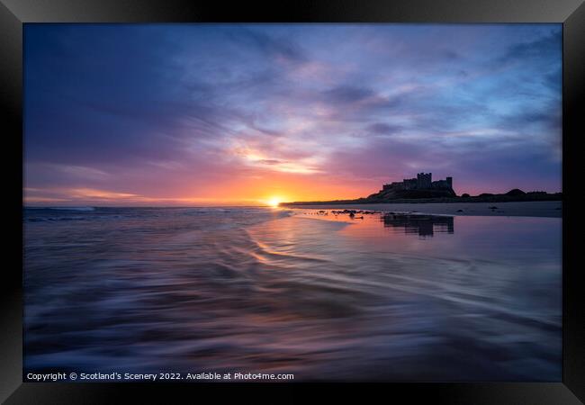 Sunrise, Bamburgh beach Framed Print by Scotland's Scenery