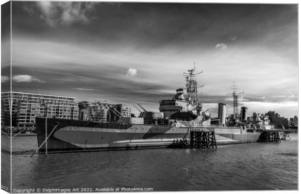London, HMS Belfast Canvas Print by Delphimages Art