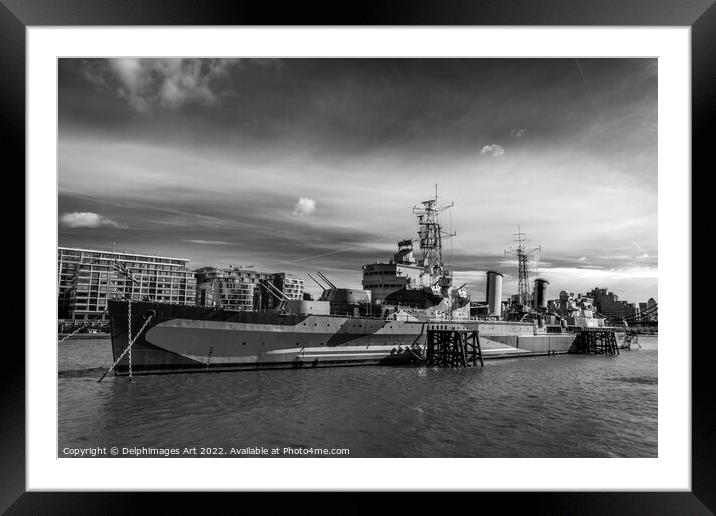 London, HMS Belfast Framed Mounted Print by Delphimages Art