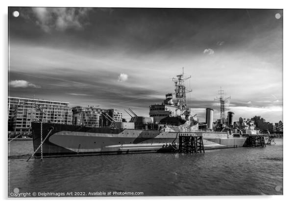 London, HMS Belfast Acrylic by Delphimages Art
