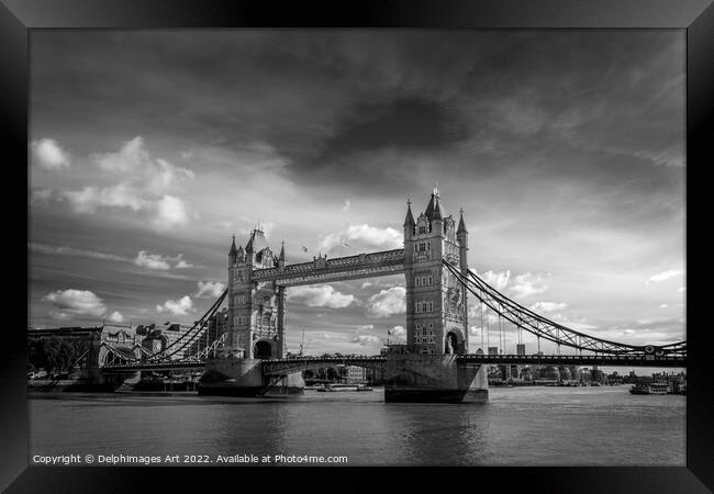London Tower Bridge, black and white Framed Print by Delphimages Art