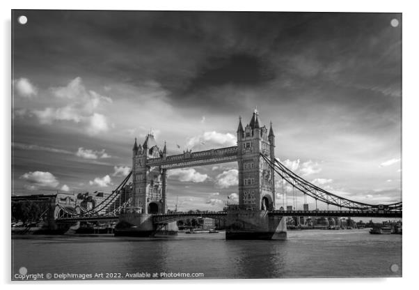 London Tower Bridge, black and white Acrylic by Delphimages Art