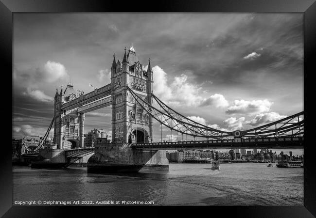 Tower bridge London black and white Framed Print by Delphimages Art