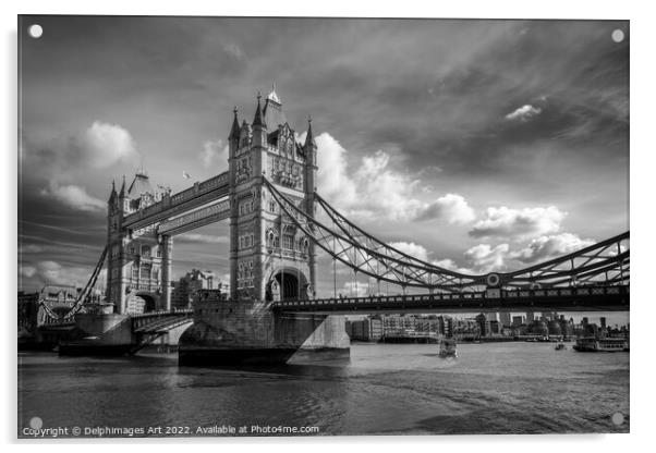 Tower bridge London black and white Acrylic by Delphimages Art