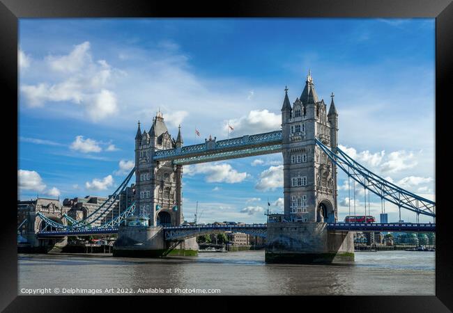 Tower bridge, blue sky, London Framed Print by Delphimages Art