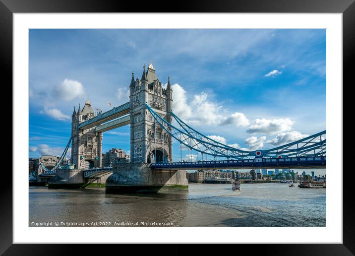 Tower Bridge, sunny London Framed Mounted Print by Delphimages Art