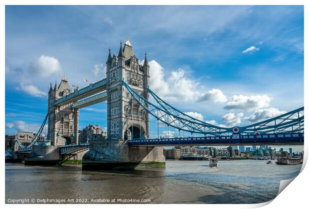 Tower Bridge, sunny London Print by Delphimages Art