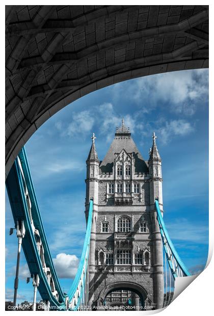 Tower Bridge in London, front view Print by Delphimages Art