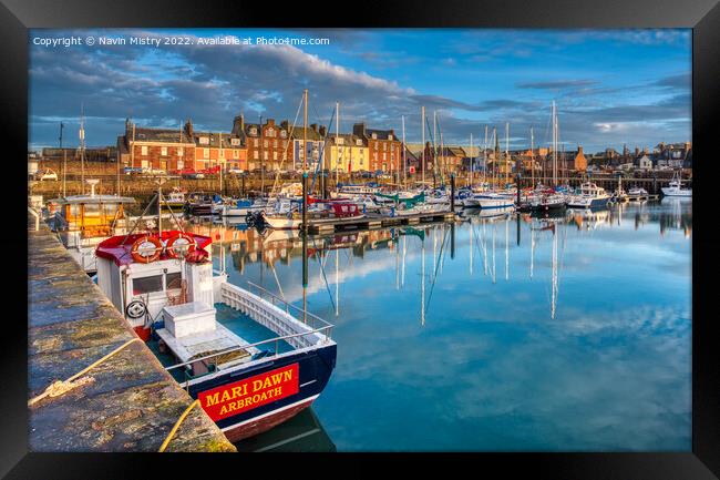 A view of the harbour at Arbroath, Scotland Framed Print by Navin Mistry