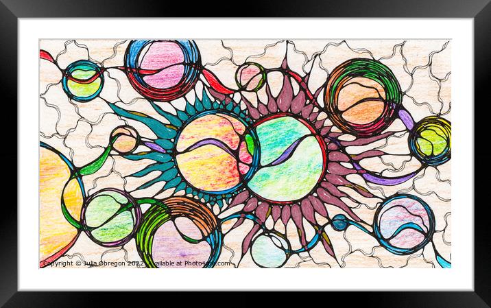 Hand-drawn neurographic illustration. Framed Mounted Print by Julia Obregon