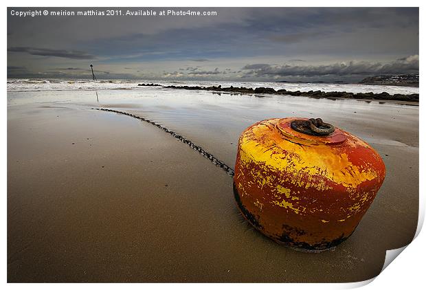 beached mooring buoy Print by meirion matthias