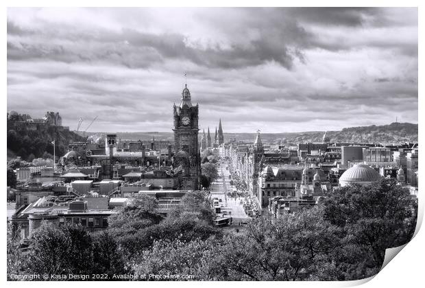 Princes Street from Calton Hill Print by Kasia Design