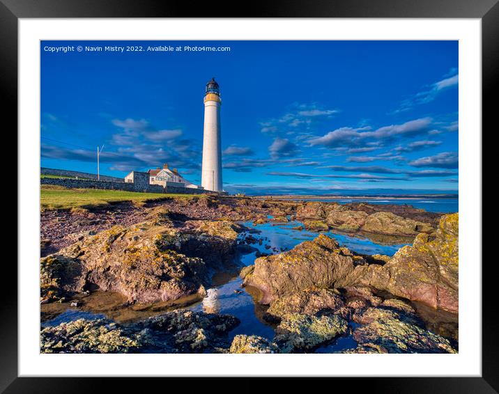 Scurdie Ness Light House,  Montrose  Framed Mounted Print by Navin Mistry
