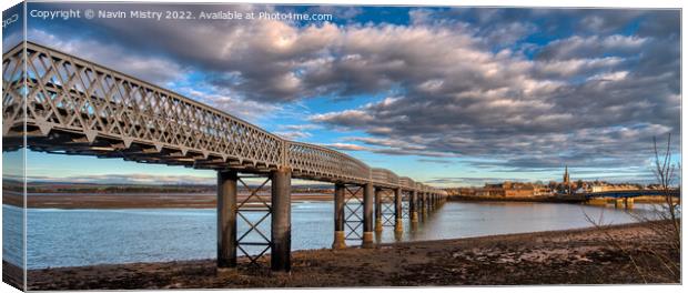 A panoramic view of Montrose South Esk Viaduct Canvas Print by Navin Mistry