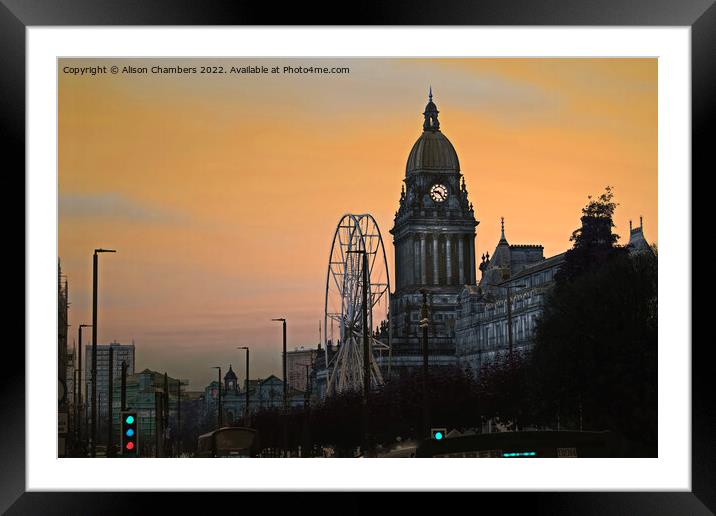 Leeds Town Hall Daybreak  Framed Mounted Print by Alison Chambers