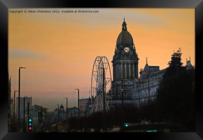 Leeds Town Hall Daybreak  Framed Print by Alison Chambers