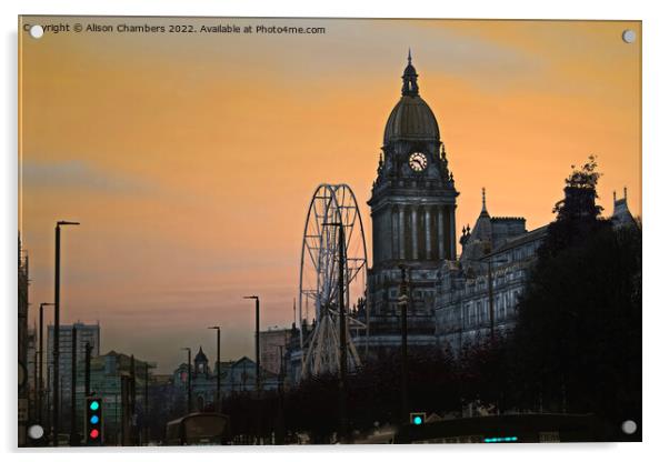 Leeds Town Hall Daybreak  Acrylic by Alison Chambers