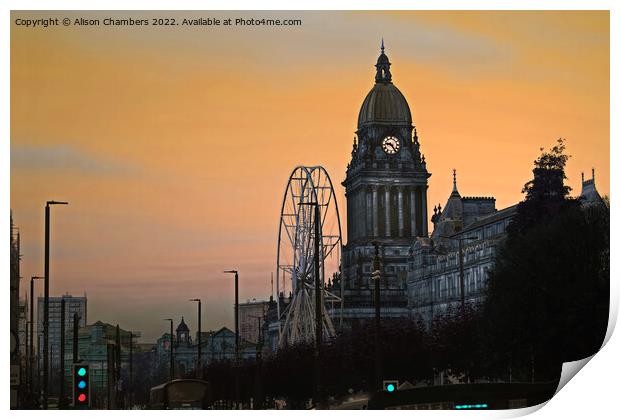 Leeds Town Hall Daybreak  Print by Alison Chambers