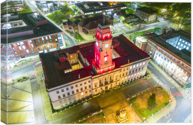 Barnsley Town Hall Night Canvas Print by Apollo Aerial Photography