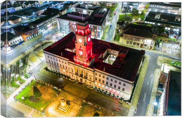 Barnsley Town Hall Night Canvas Print by Apollo Aerial Photography