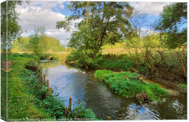 River Arrow, Warwickshire, looking north Canvas Print by Richard J. Kyte