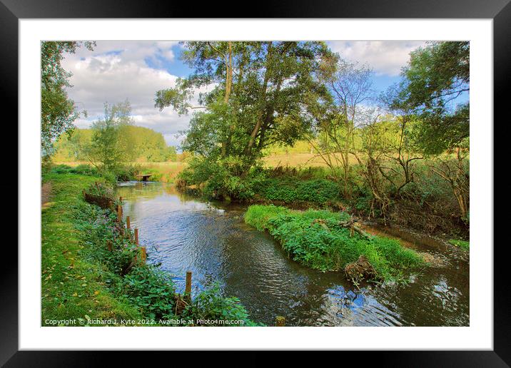 River Arrow, Warwickshire, looking north Framed Mounted Print by Richard J. Kyte