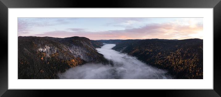 Otra River Valley Mist autumn Vestfold og Telemark Norway Framed Mounted Print by Sonny Ryse