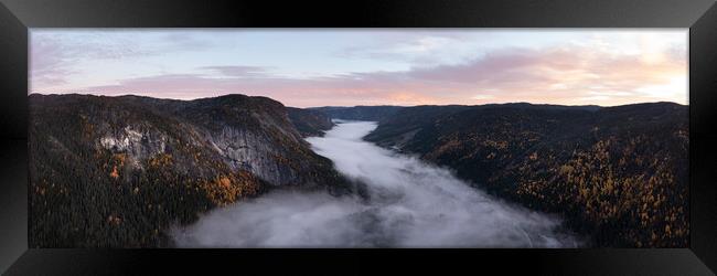 Otra River Valley Mist autumn Vestfold og Telemark Norway Framed Print by Sonny Ryse