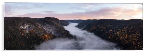 Otra River Valley Mist autumn Vestfold og Telemark Norway Acrylic by Sonny Ryse