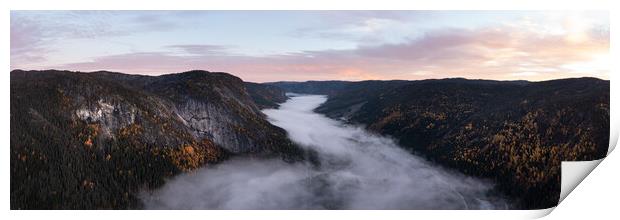 Otra River Valley Mist autumn Vestfold og Telemark Norway Print by Sonny Ryse