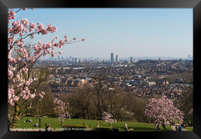 London sakura cityscape Framed Print by Rob Hawkins