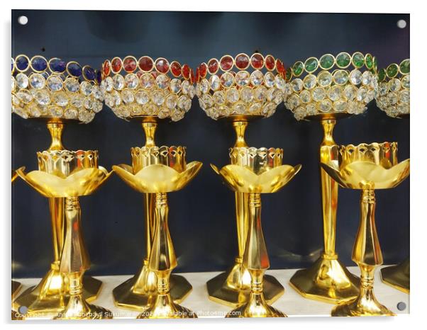 close up view of a number of catholic colourful chalise Acrylic by Anish Punchayil Sukumaran