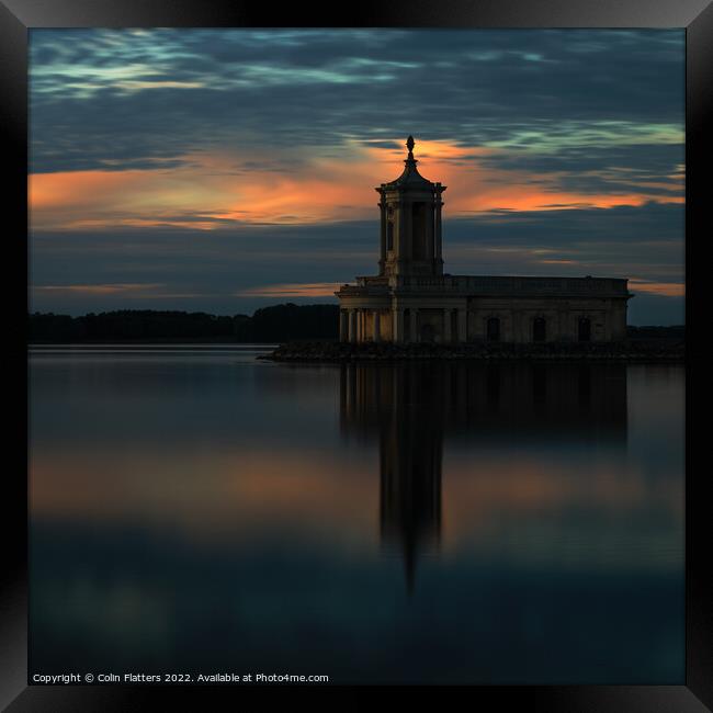 Rutland Water - Normanton Church at Blue Hour Framed Print by Colin Flatters