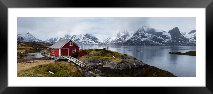 Lofoten Isladn Red Boathouse Framed Mounted Print by Sonny Ryse