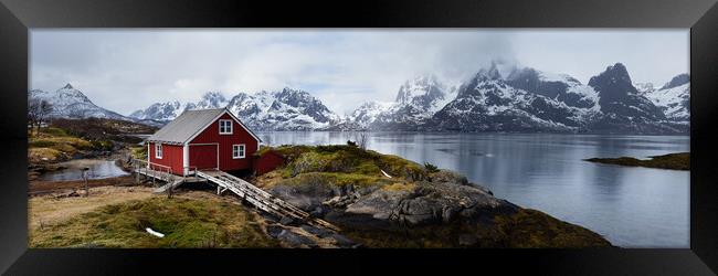 Lofoten Isladn Red Boathouse Framed Print by Sonny Ryse