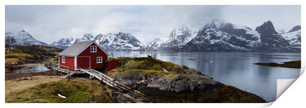 Lofoten Isladn Red Boathouse Print by Sonny Ryse