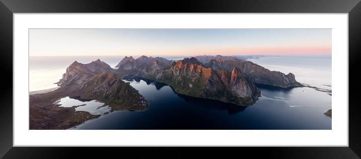 ReineFjorden Aerial Lofoten Islands Norway Framed Mounted Print by Sonny Ryse