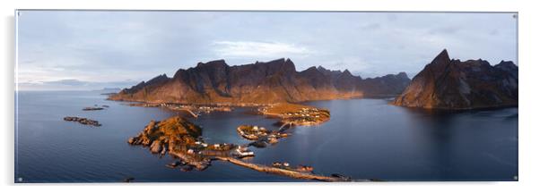 Reinefjorden Sakrisoy and Reine Fishing villages Aerial Lofoten Islands Acrylic by Sonny Ryse