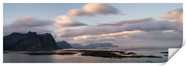 Rolvsfjorden Clouds Vestvagoya mountains sunrise Lofoten Islands Print by Sonny Ryse