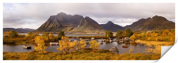 Rolvsfjorden Fjord in Autumn Vestvagoya Lofoten Islands Print by Sonny Ryse