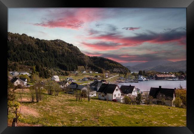 Norway sunset Framed Print by kathy white