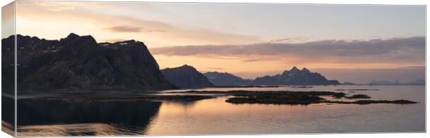 Rolvsfjorden Vestvagoya mountains sunrise Lofoten Islands Canvas Print by Sonny Ryse