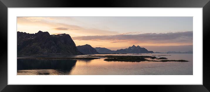 Rolvsfjorden Vestvagoya mountains sunrise Lofoten Islands Framed Mounted Print by Sonny Ryse
