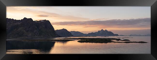 Rolvsfjorden Vestvagoya mountains sunrise Lofoten Islands Framed Print by Sonny Ryse