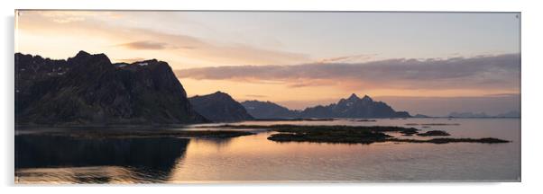 Rolvsfjorden Vestvagoya mountains sunrise Lofoten Islands Acrylic by Sonny Ryse