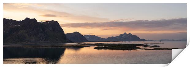 Rolvsfjorden Vestvagoya mountains sunrise Lofoten Islands Print by Sonny Ryse