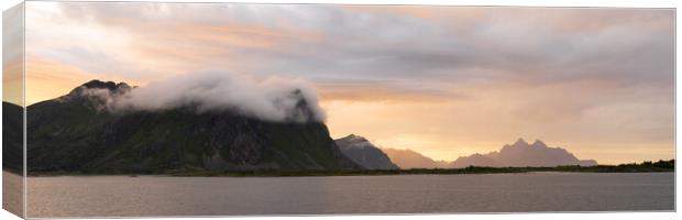 Rolvsfjorden Vestvagoya mountains sunrise Lofoten Islands Canvas Print by Sonny Ryse