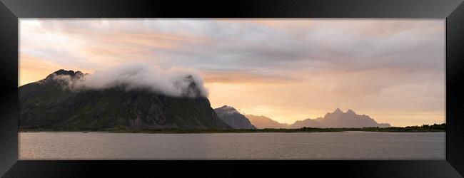 Rolvsfjorden Vestvagoya mountains sunrise Lofoten Islands Framed Print by Sonny Ryse